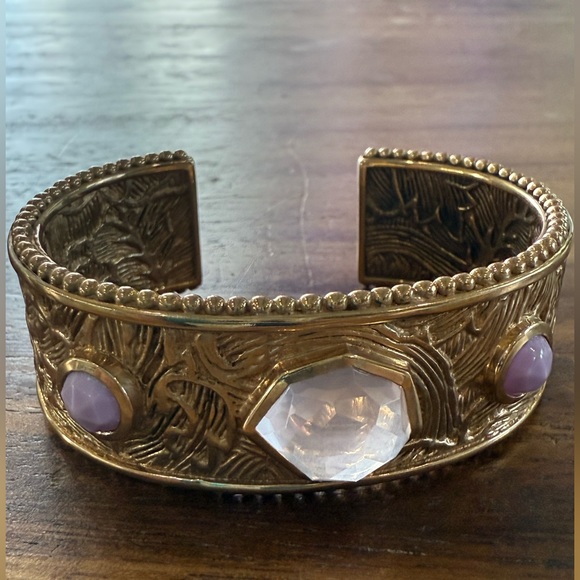 Stephen Dweck Bronze and Rose Quartz Cuff Bracelet